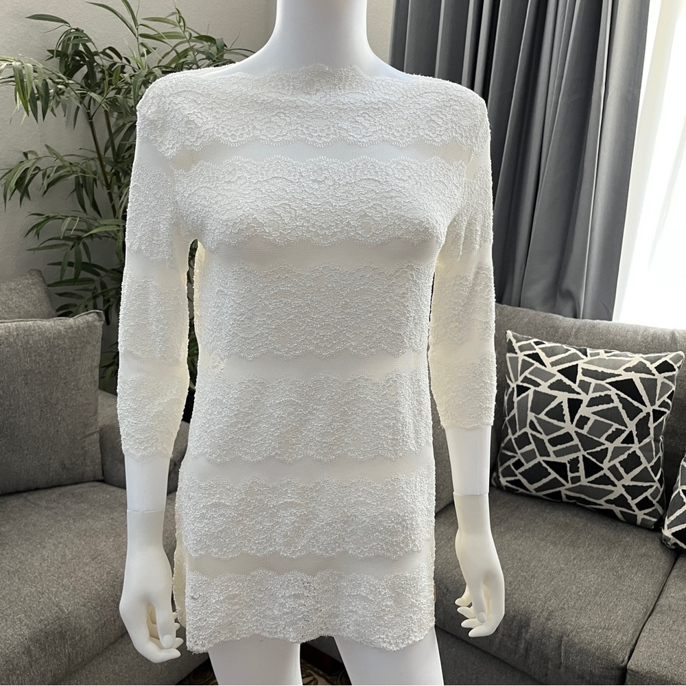 NWOT Sonia FortunaIta Lace off-neck three-quarter-sleeve cutout top